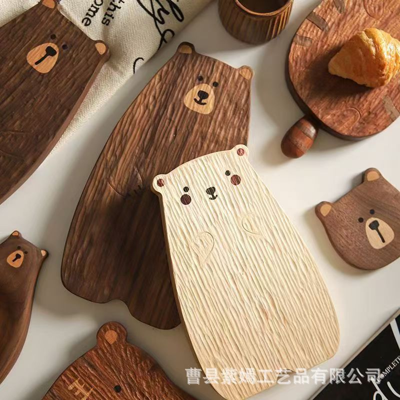 创意小熊餐盘家居桌面水果面包托盘可爱宝宝辅食托盘下午茶托盘