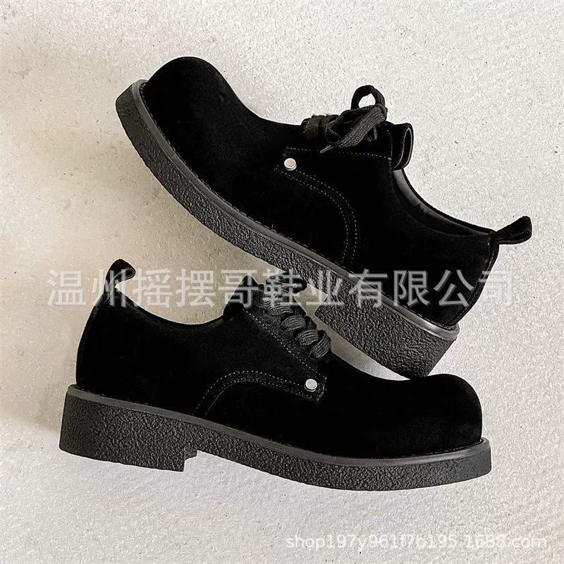 2025 весна и осень новые туфли с толстым дном, дикие дерби, японские ретро увеличенные мужские повседневные сапоги, ревеневые сапоги
