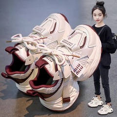 儿童小白鞋女童鞋子春秋2025新款轻便女孩运动老爹鞋爆款网面透气