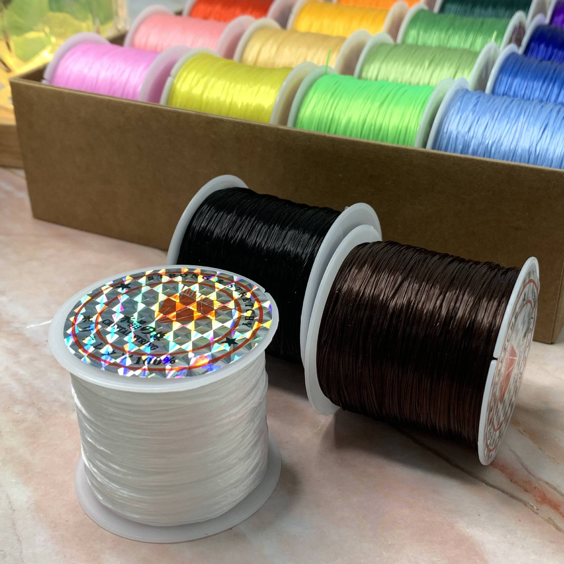 Cordón de pulsera de alta calidad de alambre plano elástico, cordón de cuentas resistente al desgaste, cordón de juego de alta elasticidad, cordón especial para pulsera