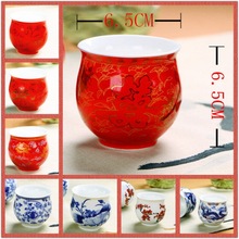 红色杯子新品双喜字双层隔热茶杯红釉茶具套装结婚庆龙凤呈祥礼品