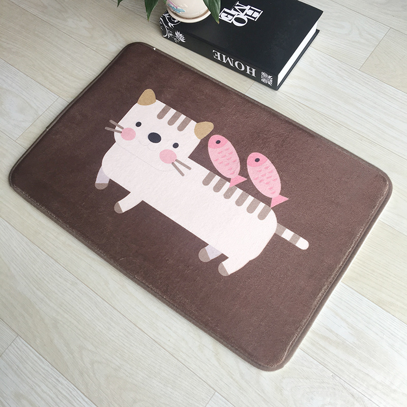 Flannel Printed Children Cartoon Floor Mat Bedroom Carpet Toilet Water Absorbent Anti-slip Mat Door Mat Door Mat