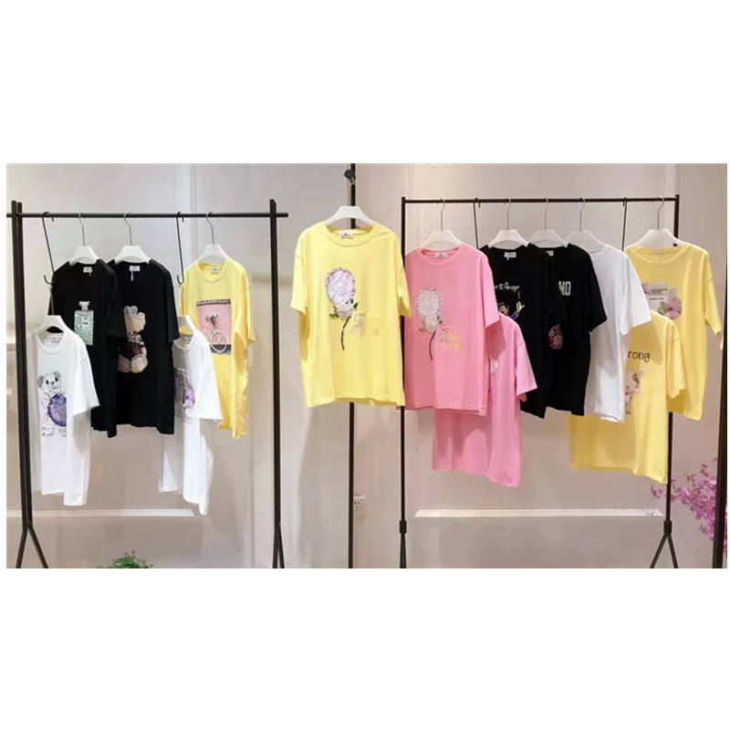 Kerina футболка женский 2023 летний новый чистый ручной бисер свободный средний размер с короткими рукавами физический прямой эфир оптовая продажа