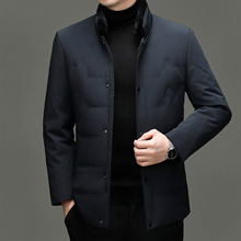 2025冬季新款羽绒服男士中年爸爸装立领水貂毛加厚商务男装羽绒服