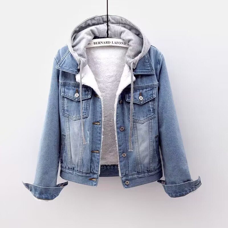 Denim short coat women's short spring and autumn Korean style new long sleeve slim hooded jacket versatile student top