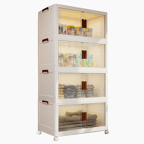 Folding storage cabinet household multi-layer storage rack plastic snack cabinet baby children's clothes toy storage storage cabinet