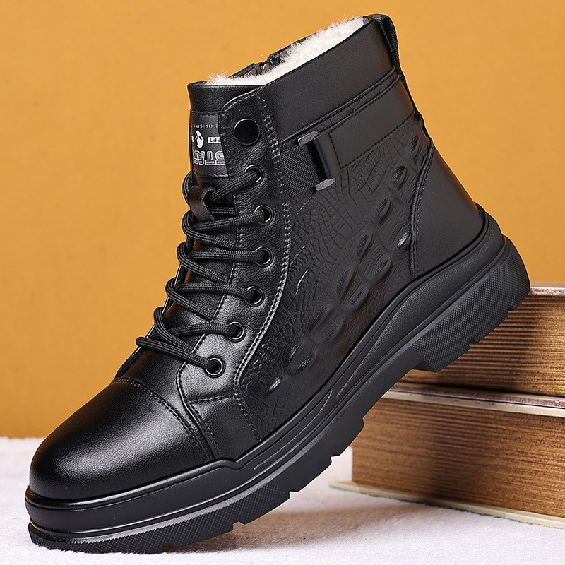 英伦风复古高帮马丁靴厚底青年男靴秋冬季新款加绒保暖防滑雪地靴