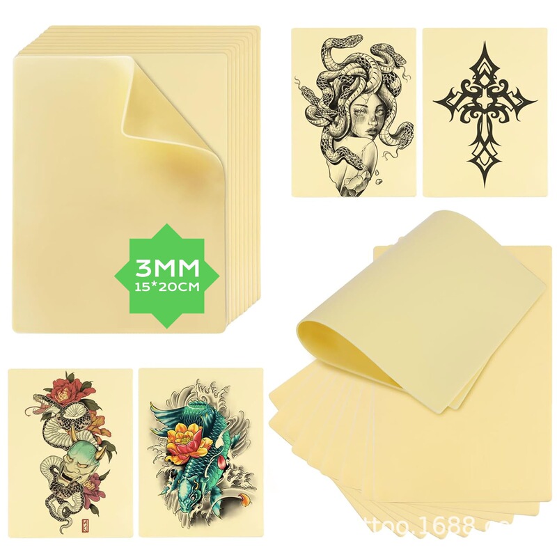 3mm tattoo practice leather 15*20cm soft and easy to color imitation leather thickened silicone small size yellow tattoo blank leather