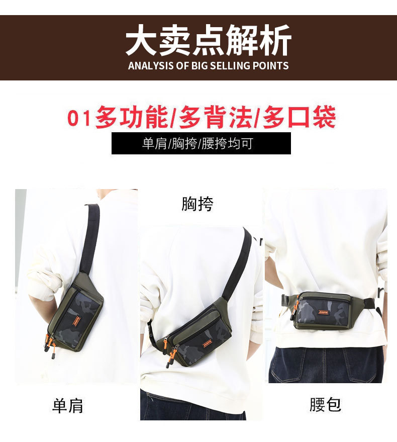 New waterproof men's crossbody bag for casual sports and travel, single-shoulder chest bag, fashionable and versatile backpack undefined