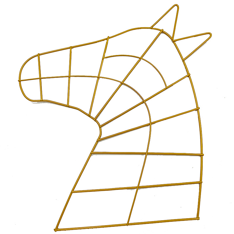 En stock Cruz-frontera caballo en forma de cabeza guirnalda anillo de hierro DIY Navidad anillo colgante decoración del hogar de hierro arreglo de flores anillo colgante de hierro