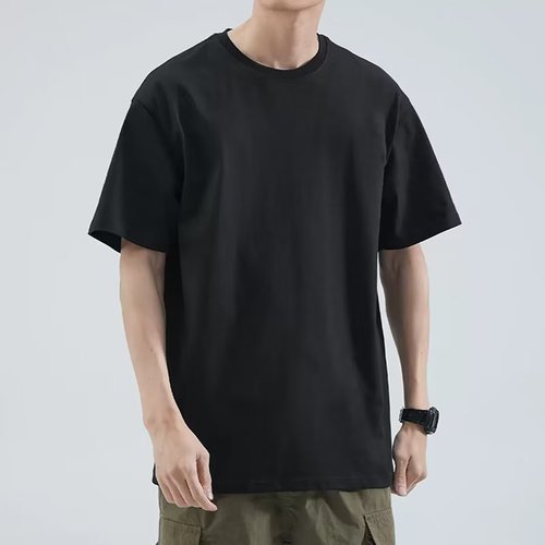 Summer New Arrival Loose Fit Men's T-shirt Casual Streetwear Half Sleeve Trendy Top Base Shirt Five Finger Sleeve Shirt