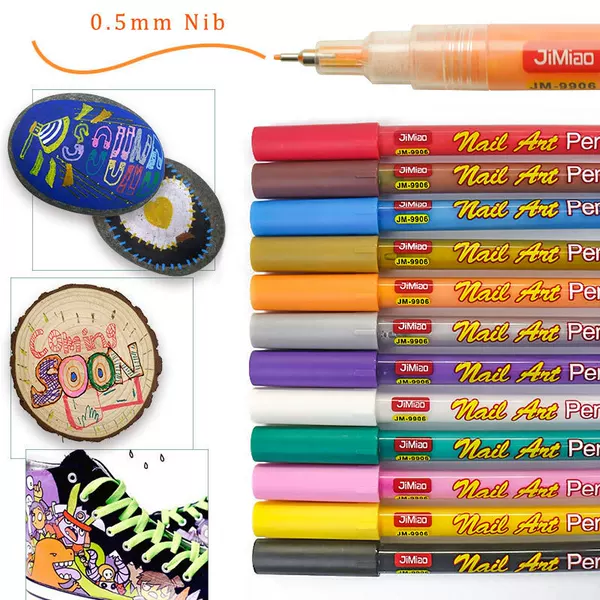 Cross-Border Popular Nail Art Pen Set 0.5mm Needle Tube Pen Tip DIY Hand-Painted Pull-Line Pen Acrylic Paint Painting Pen