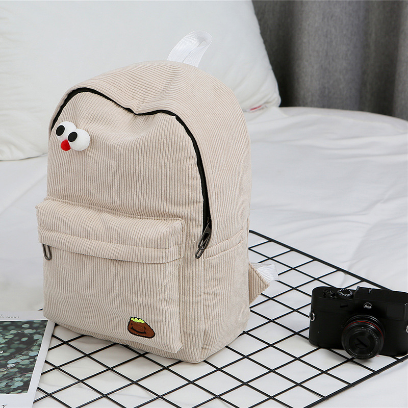 Nueva mochila femenina estudiante campus fresco mochila estudiante de secundaria estudiante lindo retro mochila de pana