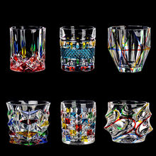 意大利进口工艺彩色手绘酒吧洋酒杯子威士忌杯套装水晶玻璃酒樽壶