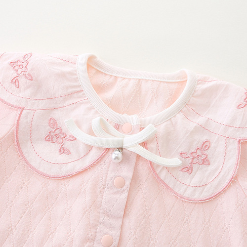 Baby thin clothing, newborn baby summer jumpsuit, girls one year old pure cotton hoodie, jumpsuit, short crawling suit 3176