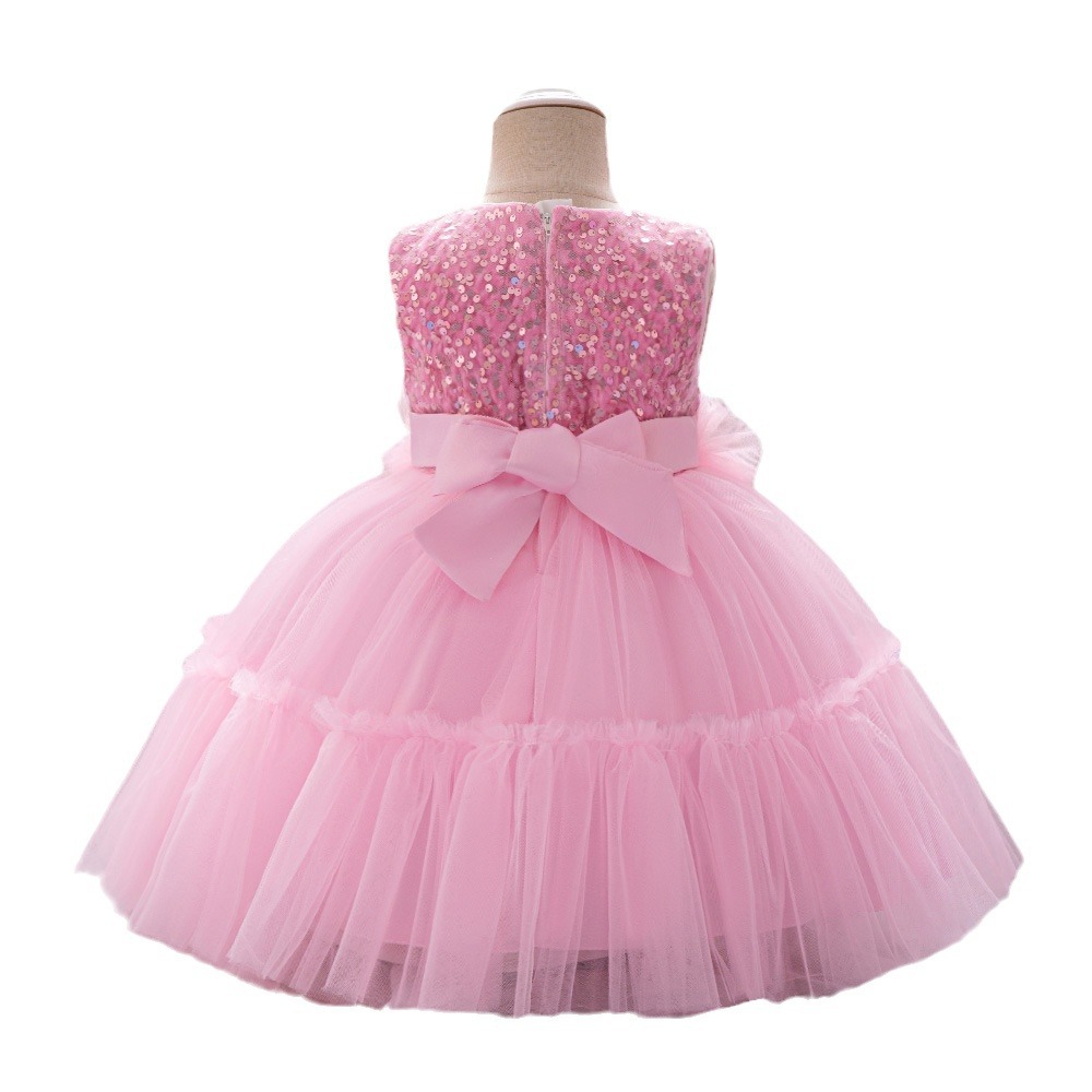 Europa y los Estados Unidos nuevos bebés de ropa de cama de sequillas vestidos de niñas fiesta cena de vacaciones niños tela de tela de tela de tela de banda princesa vestido