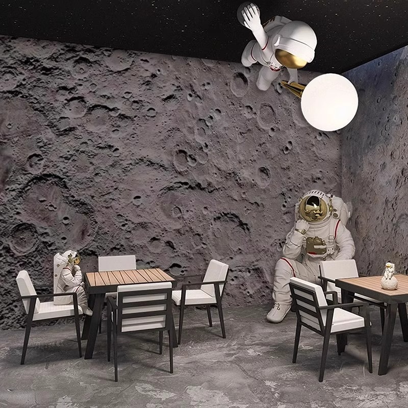 3d凹凸月球表面浮雕背景墙纸网红咖啡理发店铺壁画工业风星空壁纸|undefined