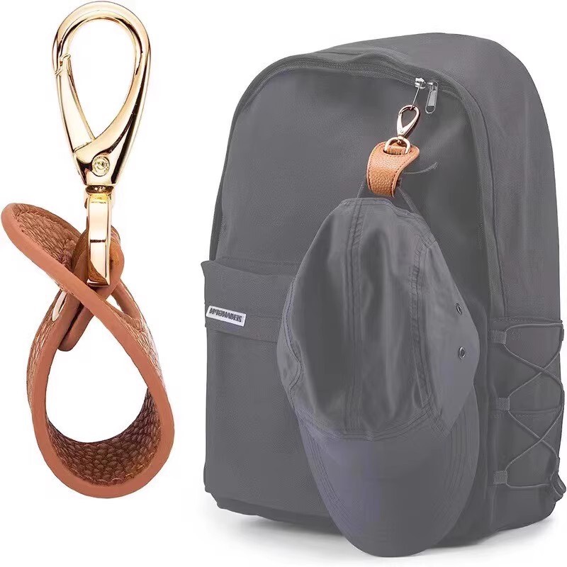 Outdoor Travel Hat Clip Hook Silk Towel Buckle PU Leather Handbag Hat Clip Summer Sun Hat Storage Hanging Clip