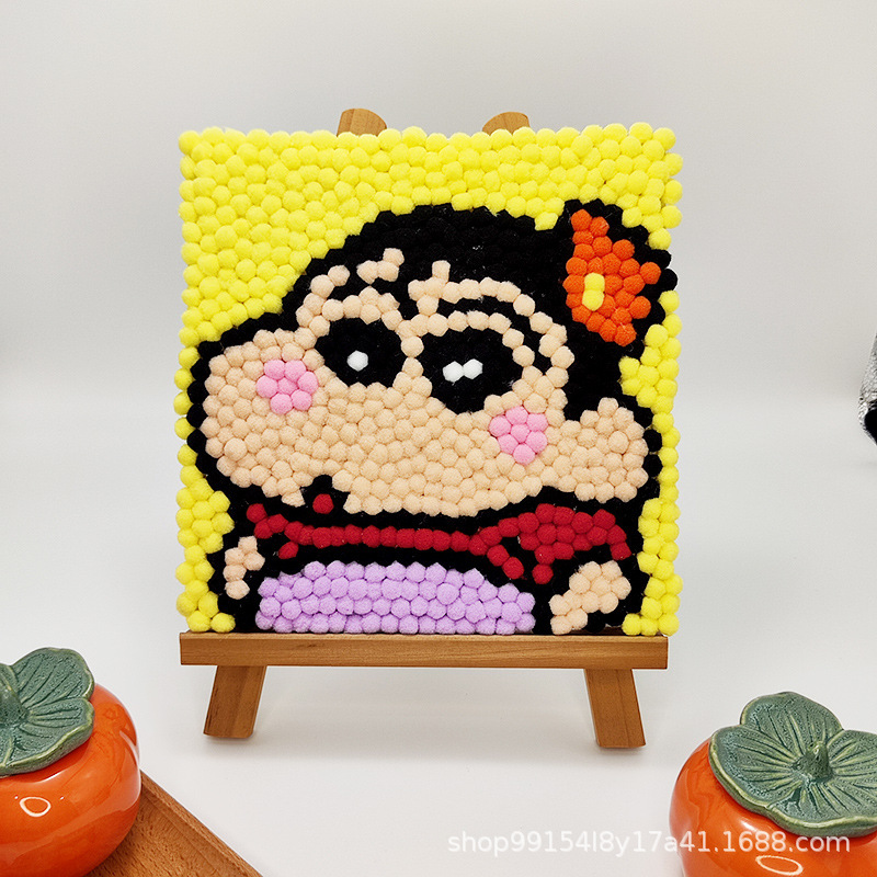DIY ヘアボール絵画手作り材料パッケージクリエイティブ子供の漫画アニメーション装飾絵画ステッカー絵画屋台卸売|undefined