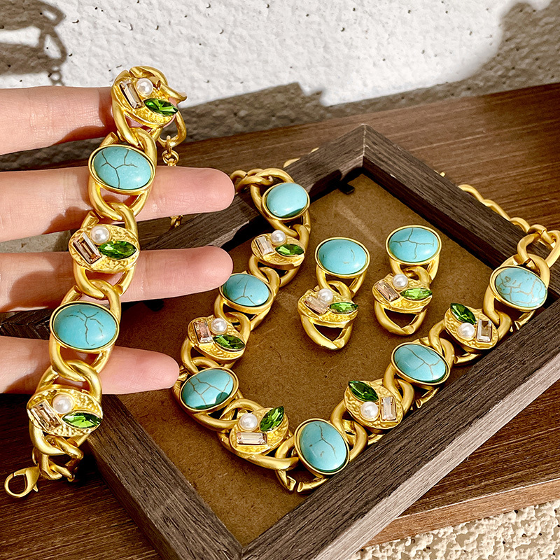 49g Weight Bracelets, Necklace Classification 1 Piece Quantity Holiday, Tea Party Occasion Artificial Crystal Material Geometric Pattern Women's Gender Classical, Retro Style Classical Retro Geometric Artificial Crystal Women's Bracelets Necklace 6