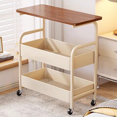 トロリー収納ラック家庭用本棚リビングルーム床置き多層可動スナック収納ラック寝室のベッドサイドテーブル