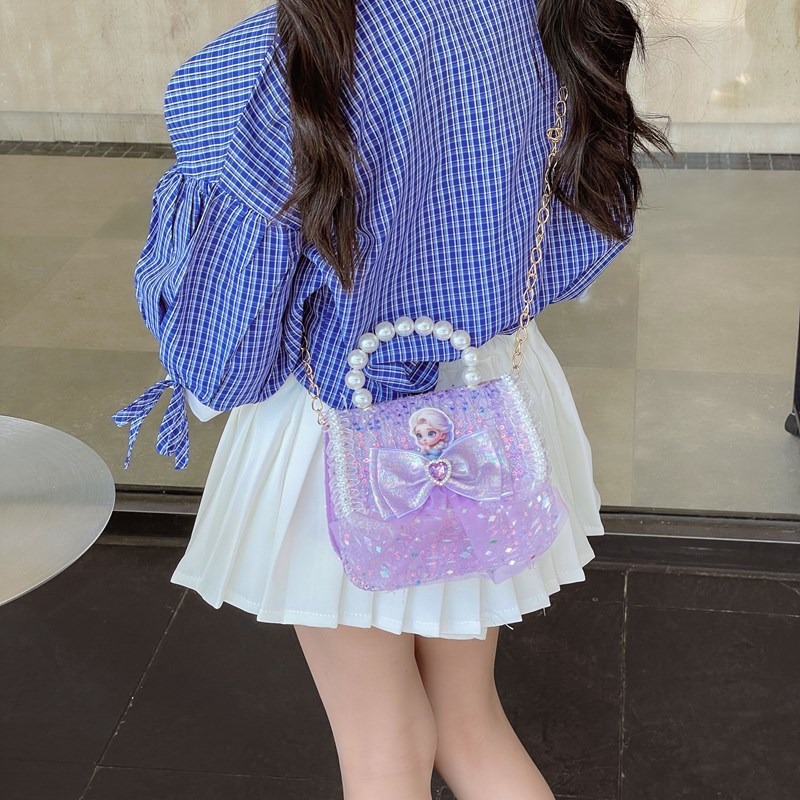 Nuevo bolso para niños niña pequeña bolso de cadena de perlas bolso de mano princesa de moda monedero de hombro