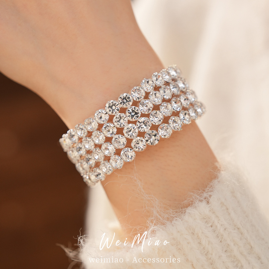 Europa y los Estados Unidos transfronterizos diamantes abertura redonda pulsera nicho exagerado temperamento pulsera de moda alta sensación ligera joyas de lujo para mujeres