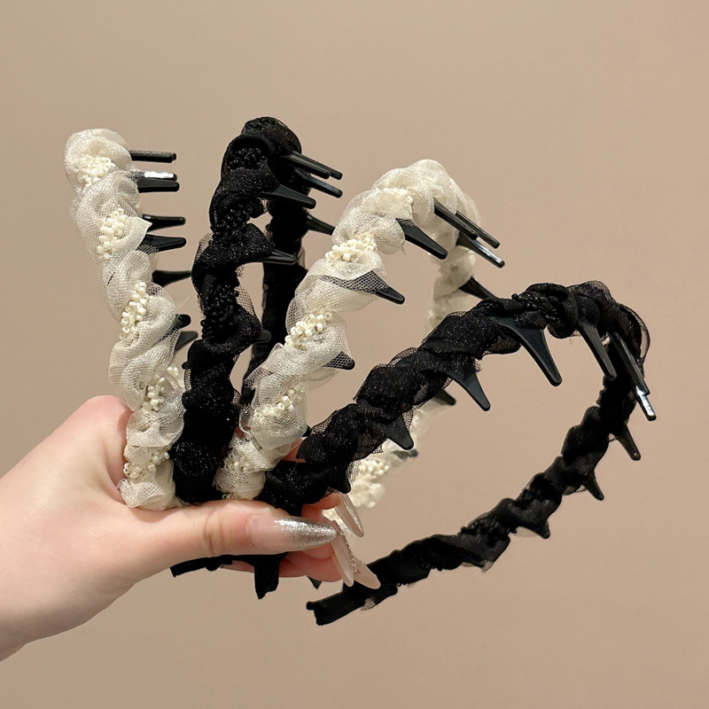 Diadema de pelo roto de malla de todo fósforo coreano, diadema de uso diario para mujeres, accesorios para el cabello, tocado de moda de alta gama