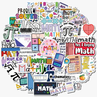 50 math elements teacher education stickers matte cartoon graffiti cute pattern notebook luggage stickers