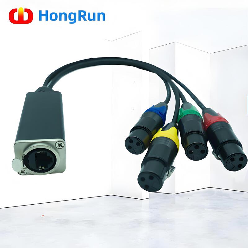 Rj45 to 4-Channel Xlr Audio Adapter Dm512 Network Signal Extender Network Cable to Analog Distribution
