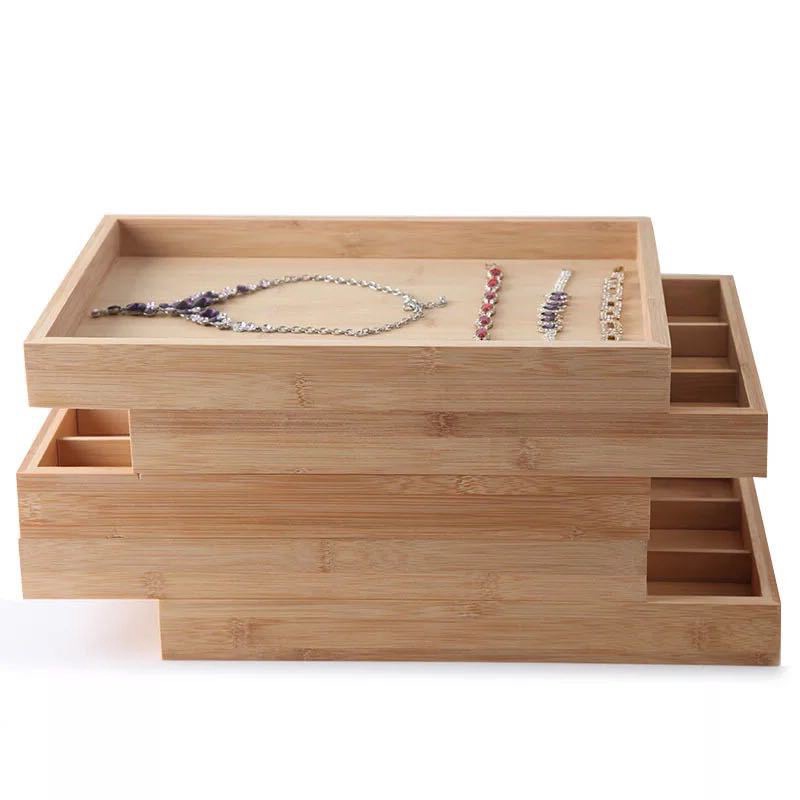 竹木珠寶箱展示首飾托盤 戒指收納盒 項鍊盤手鐲飾品展示道具