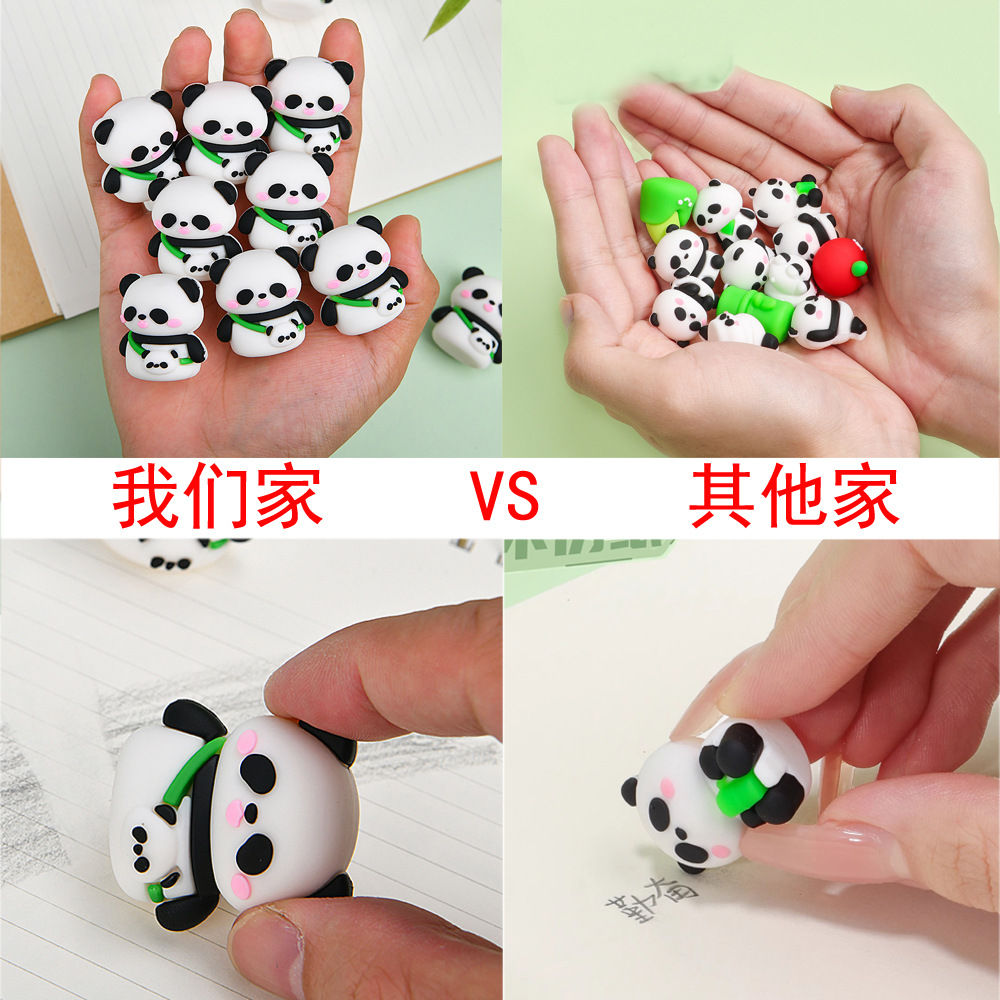 3D estereoscópico panda forma borracha papelería infantil regalos PVC goma suave limpia no tóxica goma al por mayor