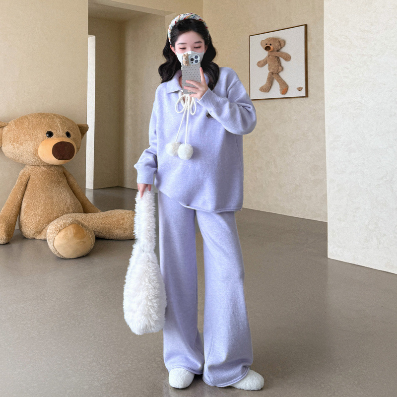 孕妇装2025新款毛衣套装慵懒风洋气时髦孕妈法式穿搭秋冬季两件套|undefined