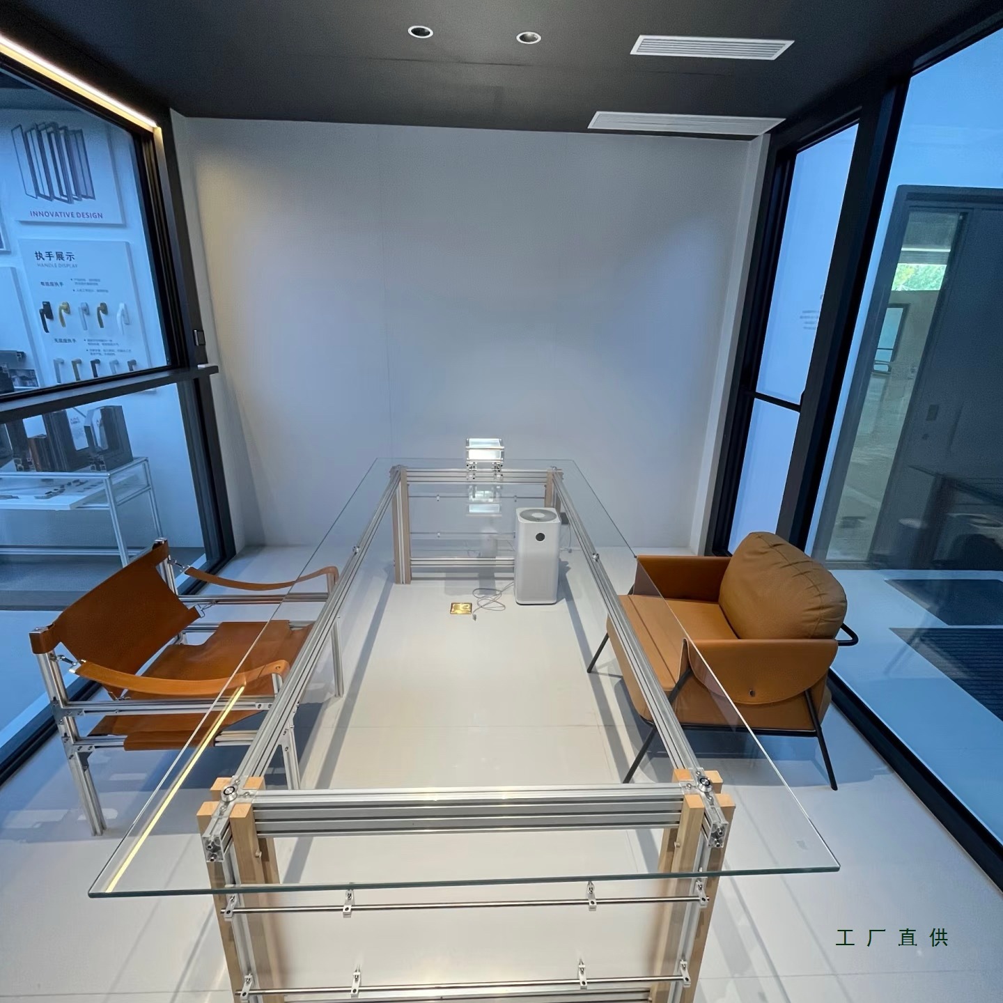 Aluminum Profile Tempered Glass Table Designer Bauhaus Style Home Dining Table Workbench Computer Table Conference Table