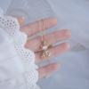 Cute golden necklace stainless steel, chain for key bag , accessory, with little bears, wholesale