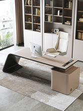 意式极简现代书桌时尚抽屉写字台简约办公桌家用书房电脑桌椅组合