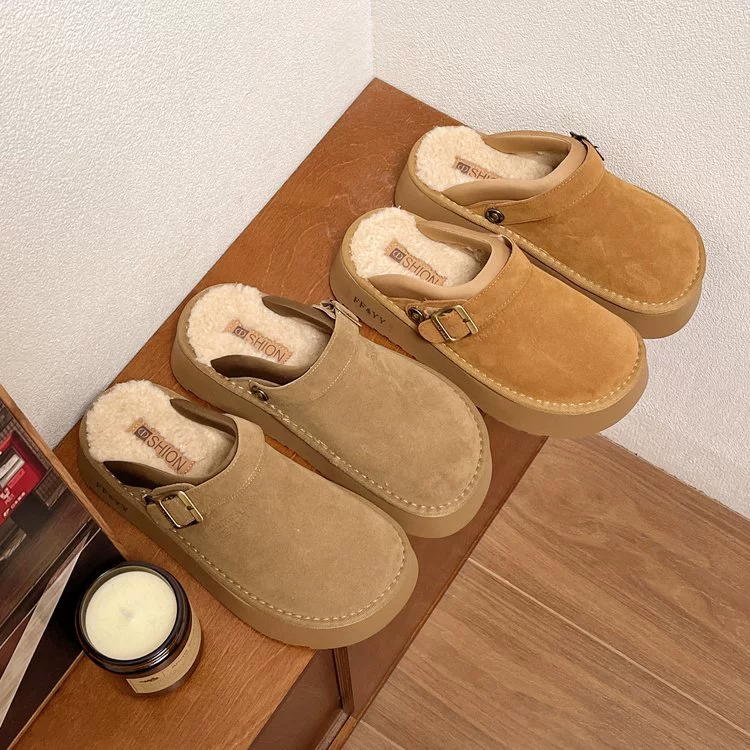 Shoes platform, slippers, footwear, demi-season fleece boots