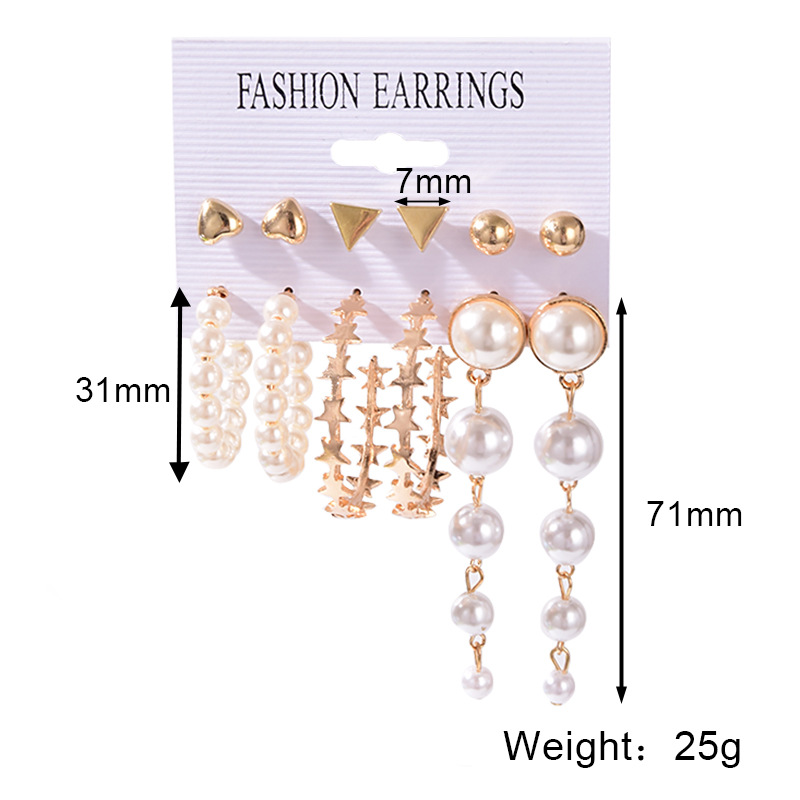 Fashion Round Heart Shape Alloy Plating Inlay Rhinestones Pearl Womenu0027S Earrings 1 Set
