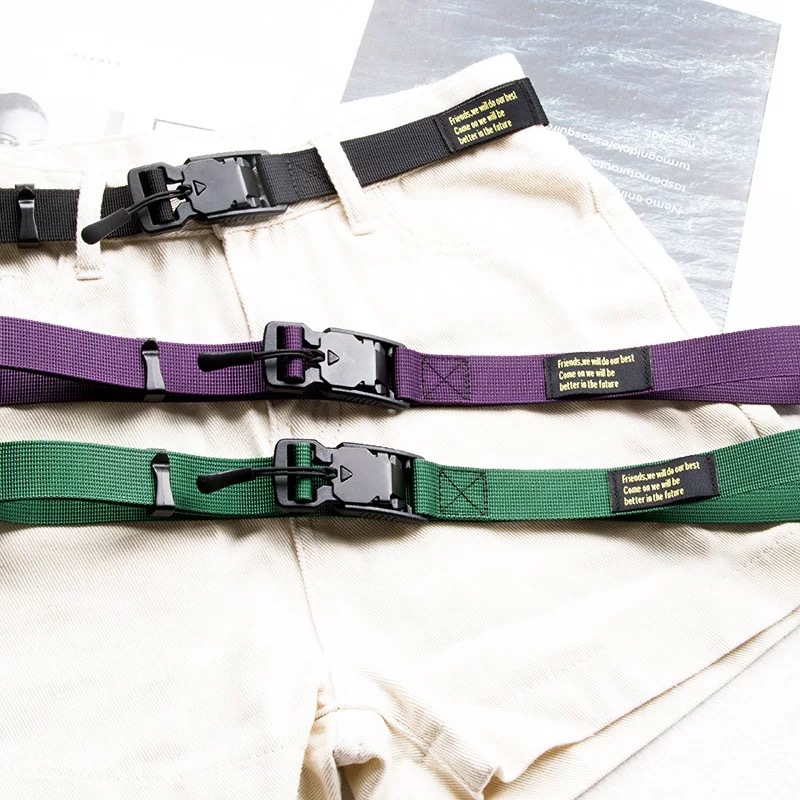 마그넷 버클 벨트 남성 및 여성 트렌드 올매치 전술 기능성 캔버스 벨트 바지 2.5cm 마그네틱 버클
