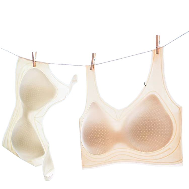 103 # moda desnuda sensación de moda cómodo colgar el pecho sin marcas de letras de jalea detrás del sujetador de hebilla de hielo ultra delgado
