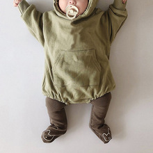 ins韩版秋季婴儿可爱小熊爬服 男女宝宝长袖连帽卫衣包屁连体哈衣