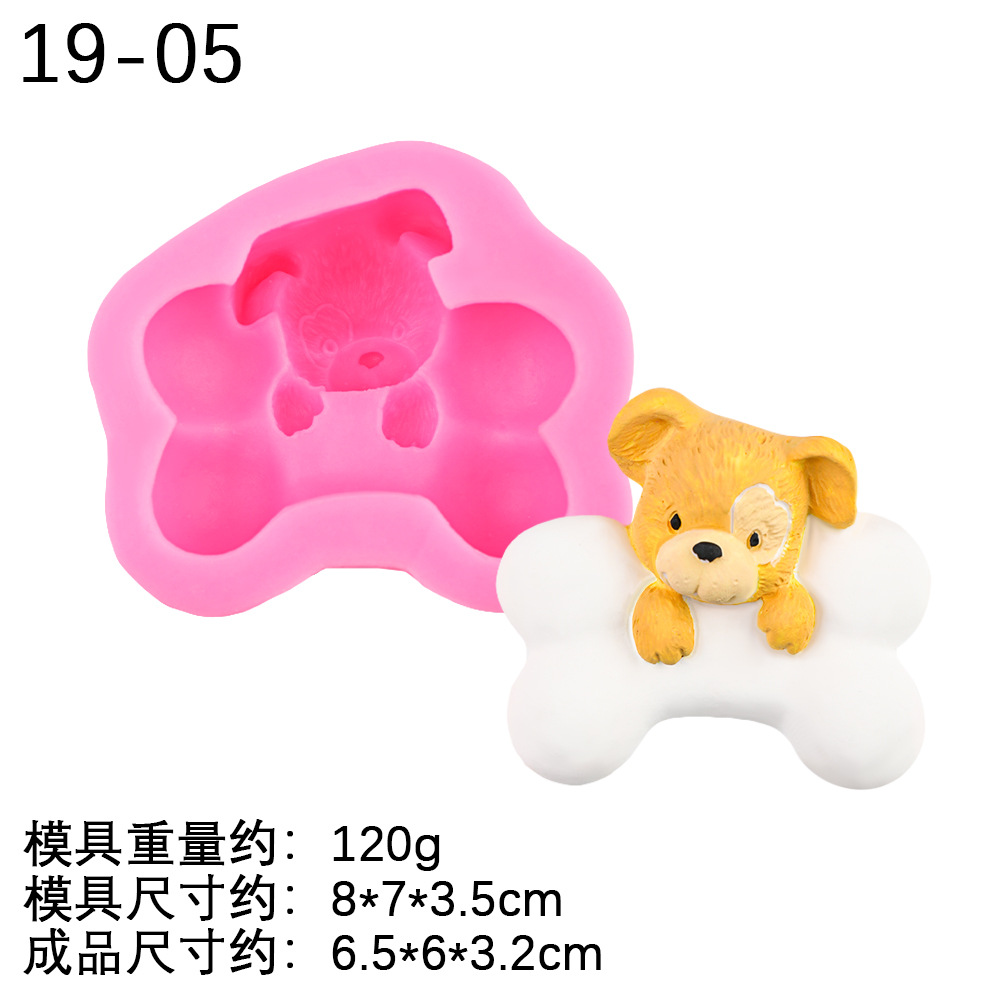 Molde de silicona de dibujos animados de perro ratón mascota Bulldog Bunny Decoración de coche Molde de vela de aromaterapia Molde de chocolate