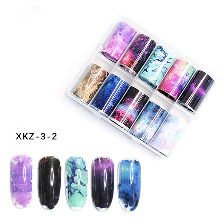 Transferencia de Arte de uñas de Navidad Fabricante de pegatinas de cielo estrellado Nuevo arte de uñas cielo estrellado pegatinas traje floreciente cielo estrellado papel al por mayor