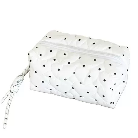 工厂定制白色波点放心拉链化妆包收纳包洗护包便携旅行礼品定制