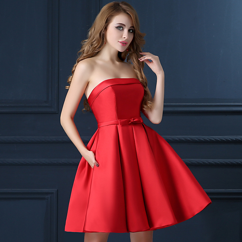 2026 New Sweet Evening Dress Mid-Length Banquet Evening Gown Strapless Performance Tutu Dress Wedding Toast Dress Spring