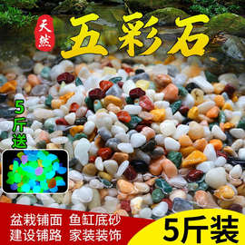 天然雨花石原石鱼缸底砂火山石造景小石头装饰彩色石子五花石龟缸