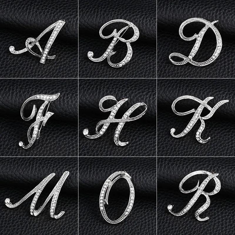 Fashion Letter Alloy Inlay Rhinestones Unisex Brooches