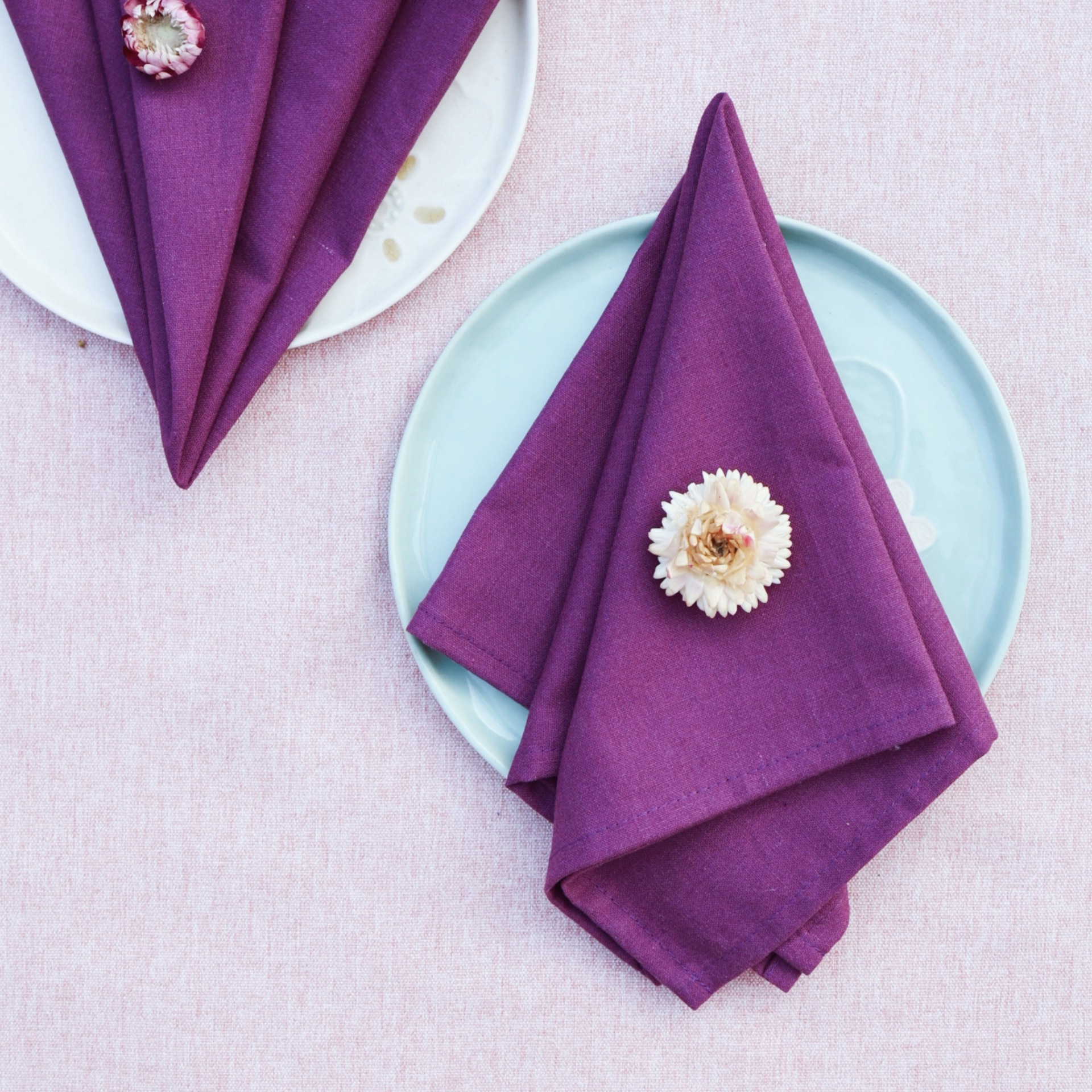 Servillas de lino algodón de Navidad comida occidental hotel de boda mesa de flores plegables tazas toallas de té sólidas almohadilla