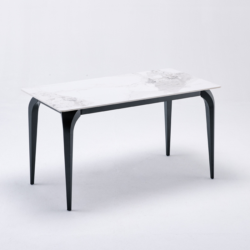 Mesa de comedor de tabla de roca pequeña casa nueva mesa de comedor de lujo moderna simple mesa de comedor rectangular mesa de comedor de piernas de elefante