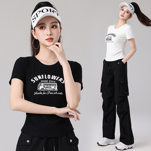 2025 Spring and Summer Square Dance Clothing Sports Leisure Fitness Jumping Exercise Running Clothing Slim Long-sleeved Overalls Set